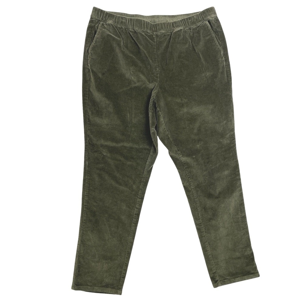 Denim and Co. Plus Size‎ Straight Leg Corduroy Pants Olive Cords Pull-on 20w